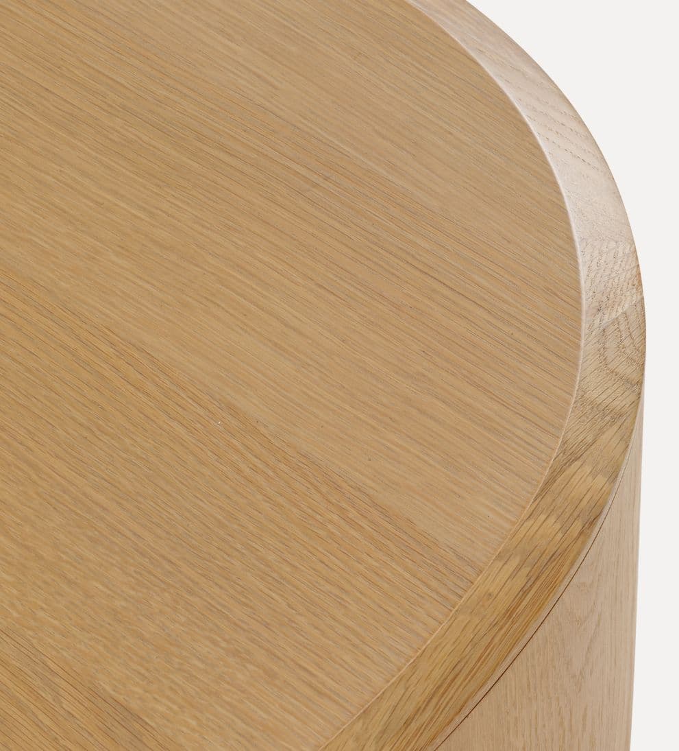 Blair Oval Coffee Table – Natural Oak Coffee Table with Bold Island-Like Shape, Recessed Plinth Base for Floating Effect, Beveled Wood Top, 55.13"W x 25.5"D x 14.13"H