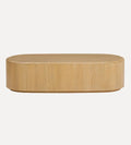 Blair Oval Coffee Table – Natural Oak Coffee Table with Bold Island-Like Shape, Recessed Plinth Base for Floating Effect, Beveled Wood Top, 55.13"W x 25.5"D x 14.13"H