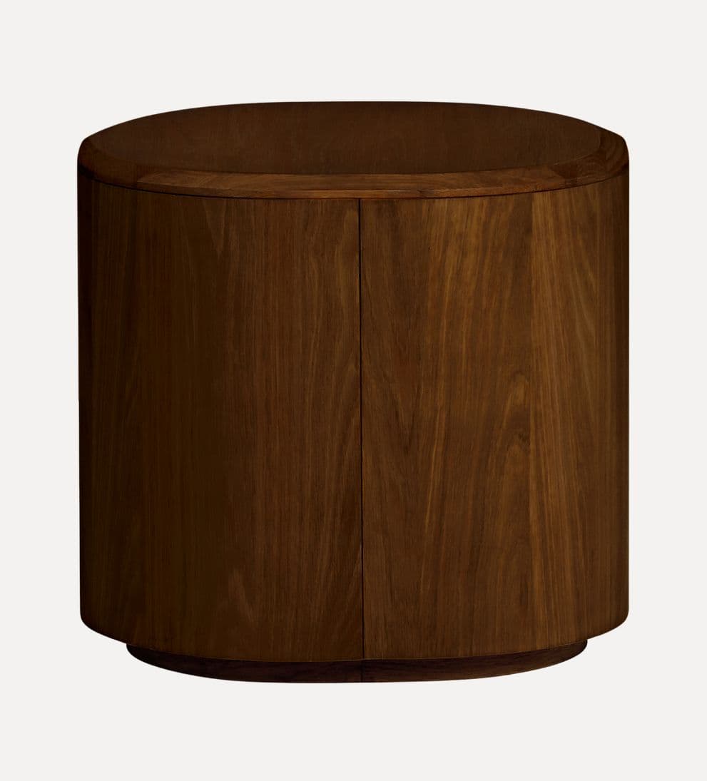 Blair Side Table Walnut - The Blair Side Table brings a touch of quirkiness to your living space with its bold island-like shape and floating