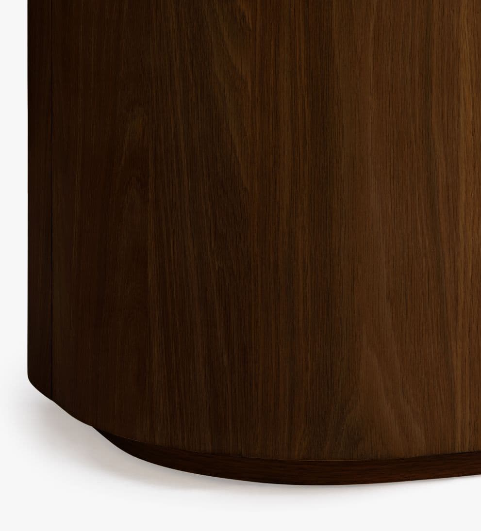 Blair Side Table Walnut - The Blair Side Table brings a touch of quirkiness to your living space with its bold island-like shape and floating