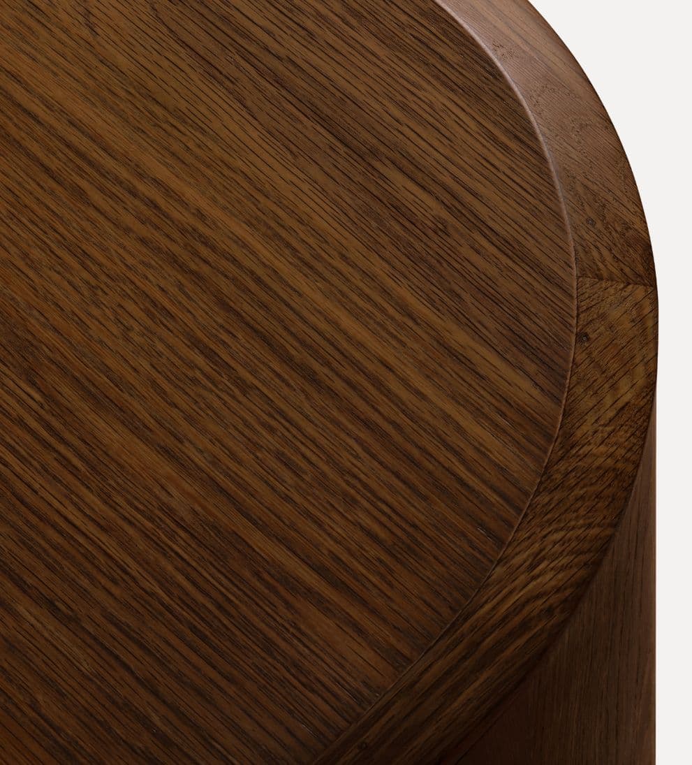 Blair Side Table Walnut - The Blair Side Table brings a touch of quirkiness to your living space with its bold island-like shape and floating