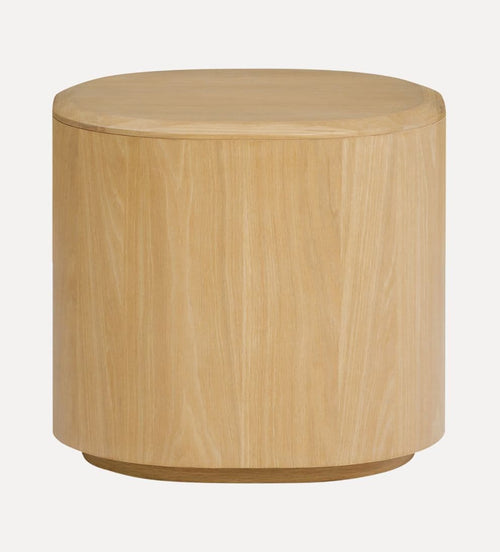 Blair Side Table – Natural Oak Side Table with Bold Island-Like Shape, Recessed Base for Floating Effect, Beveled Wood Top, Playful Modern Accent, 20.5"W x 20.5"D x 18.88"H