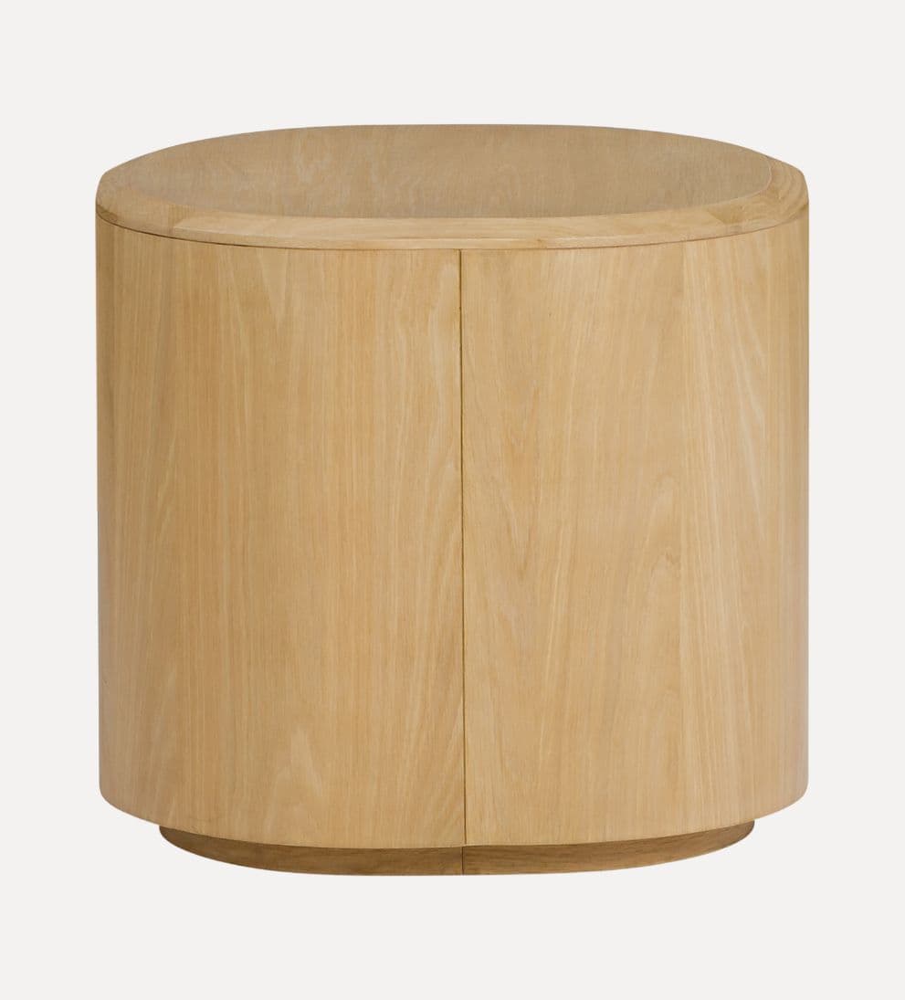Blair Side Table – Natural Oak Side Table with Bold Island-Like Shape, Recessed Base for Floating Effect, Beveled Wood Top, Playful Modern Accent, 20.5"W x 20.5"D x 18.88"H