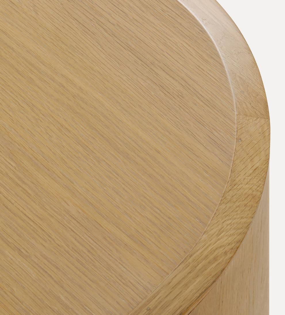 Blair Side Table – Natural Oak Side Table with Bold Island-Like Shape, Recessed Base for Floating Effect, Beveled Wood Top, Playful Modern Accent, 20.5"W x 20.5"D x 18.88"H