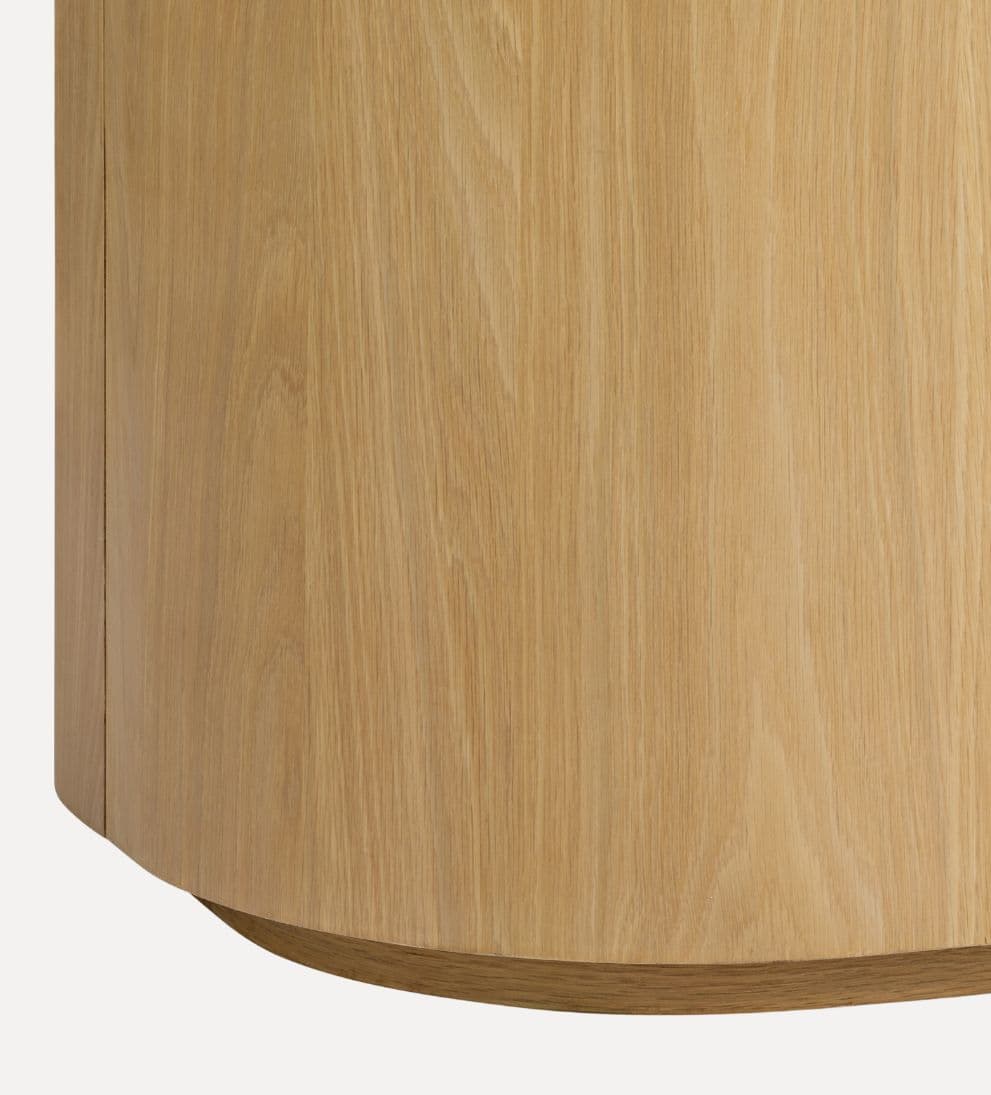 Blair Side Table – Natural Oak Side Table with Bold Island-Like Shape, Recessed Base for Floating Effect, Beveled Wood Top, Playful Modern Accent, 20.5"W x 20.5"D x 18.88"H