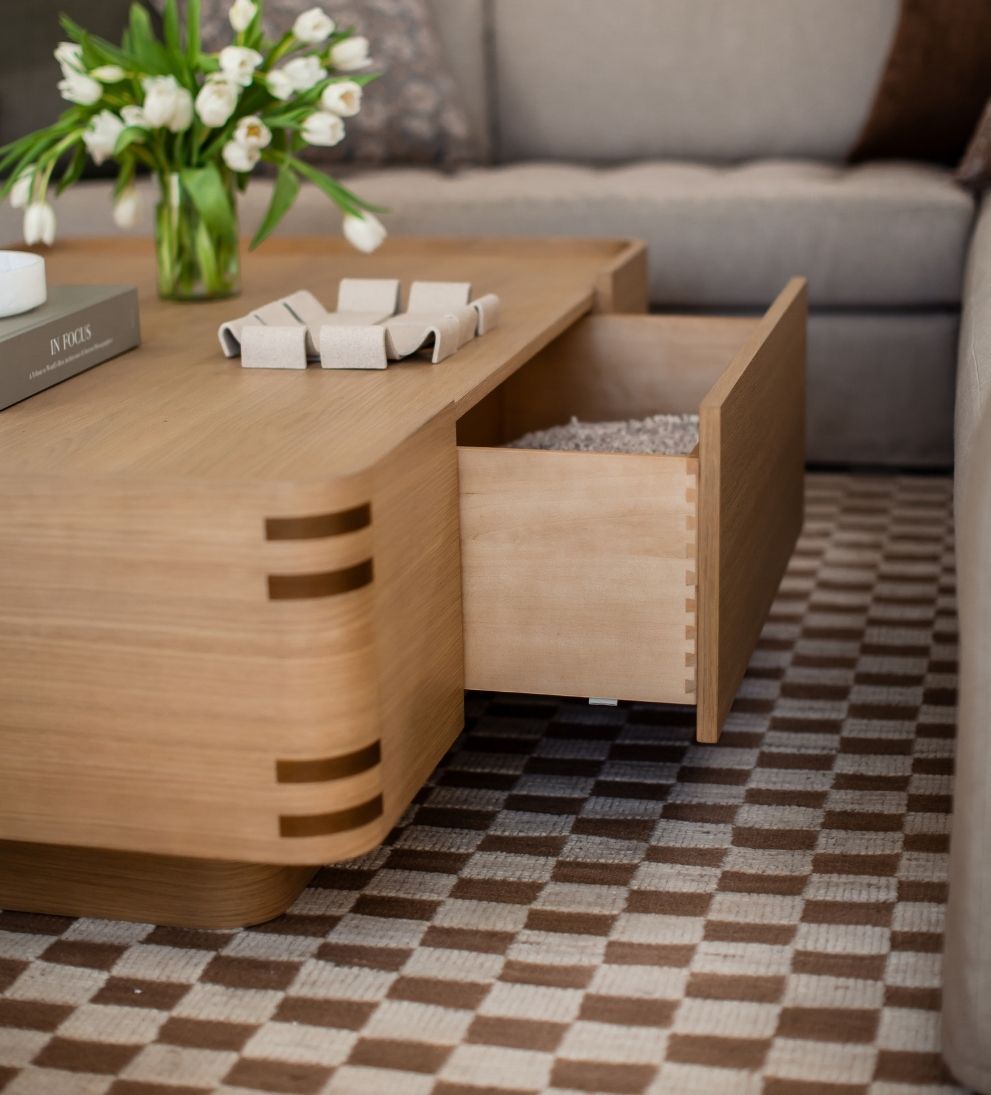 Astrid Coffee Table - Dimensions: 56 L x 36 W x 17 H |?Weight: 164 lbsThe Astrid Coffee Table is a study in quiet confidence¡ªstructured yet inviting