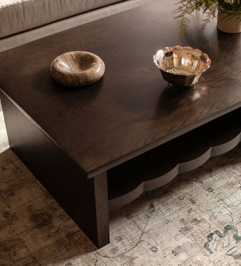 August Coffee Table - Dimensions: 54 L x 32 W x 17 H | Shelf Height: 7.08 | Weight: 137 lbsThe August Coffee Table brings depth and presence to a room