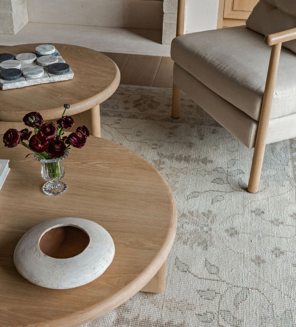 Austin White Oak Nested Coffee Table - Dimensions: Large Table: 38 Diameter x 12 H |?Small Table: 30 Diameter x 15 HWeight: Large Table: 90 lbs |