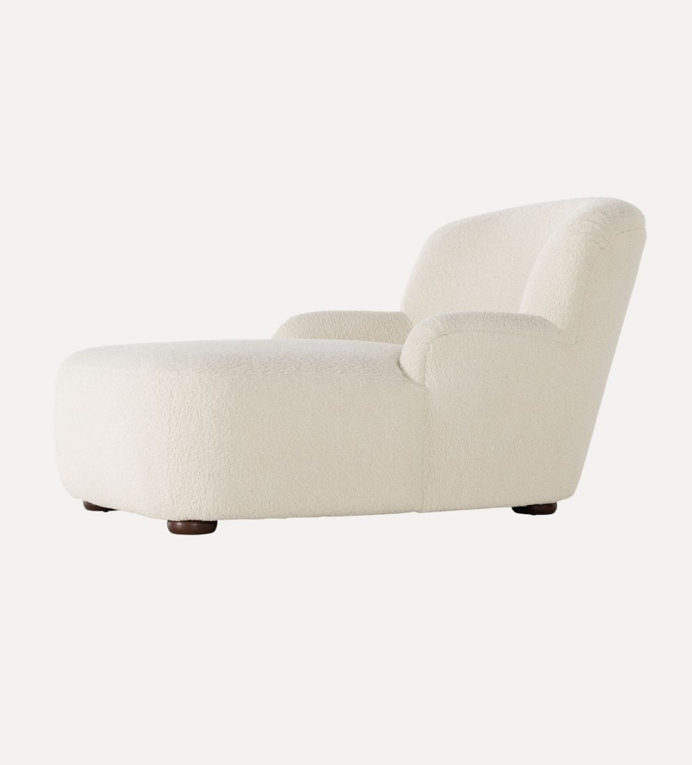 Avon Chaise Lounge in Sheepskin Natural - Overall Dimensions: 66 W x 30 D x 28 H | Seat Height: 17 | Seat Depth: 48The Avon Chaise Lounge in Sheepski…