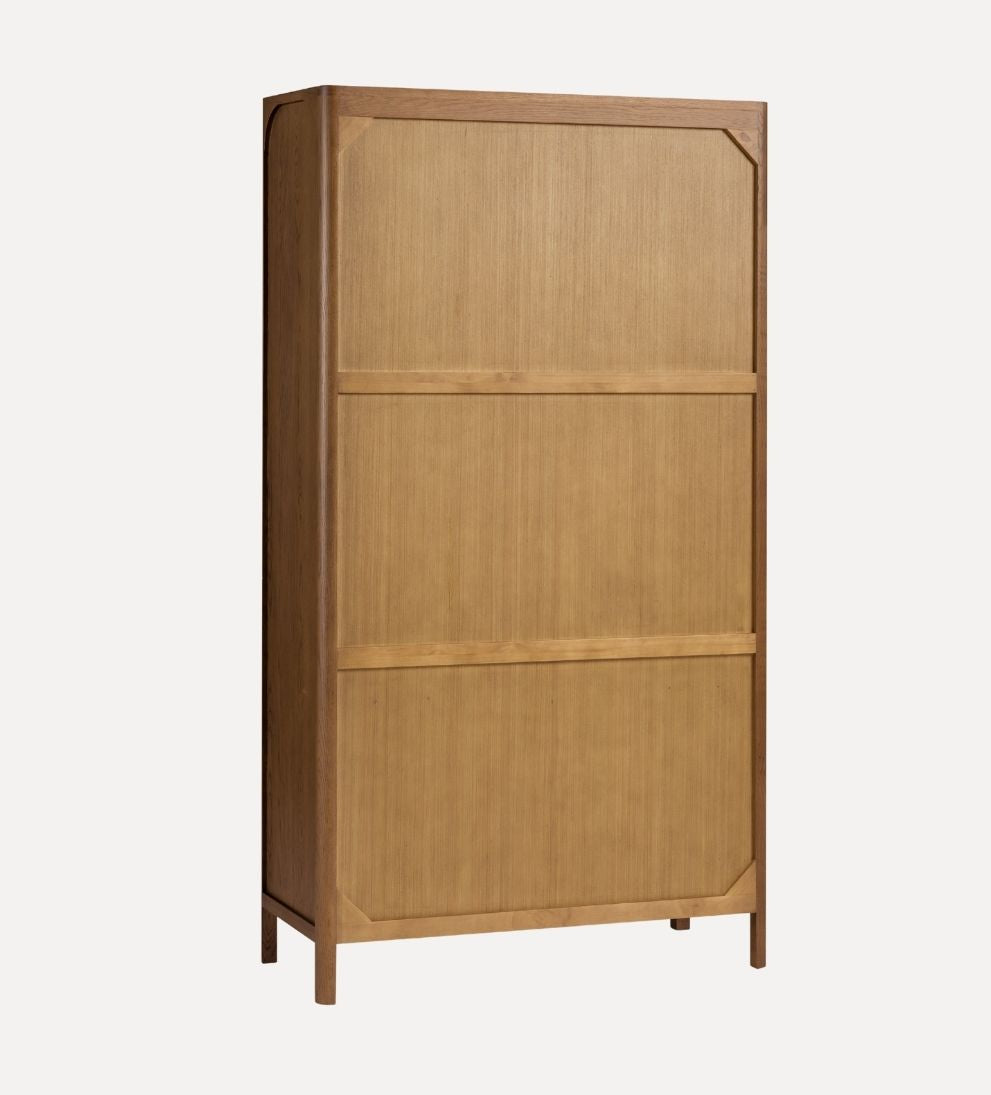 Walnut Newport Display Cabinet – Tall Glass-Front Storage with Soft-Close Drawers & Antique Bronze Hardware, 17"L x 39"W x 72"H