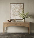 Cleo Console White Oak – Warm White Oak Console with Natural Grain, Brass Hardware, Long Lean Silhouette for Entryway or Living Space, 72"W x 18"D x 31"H