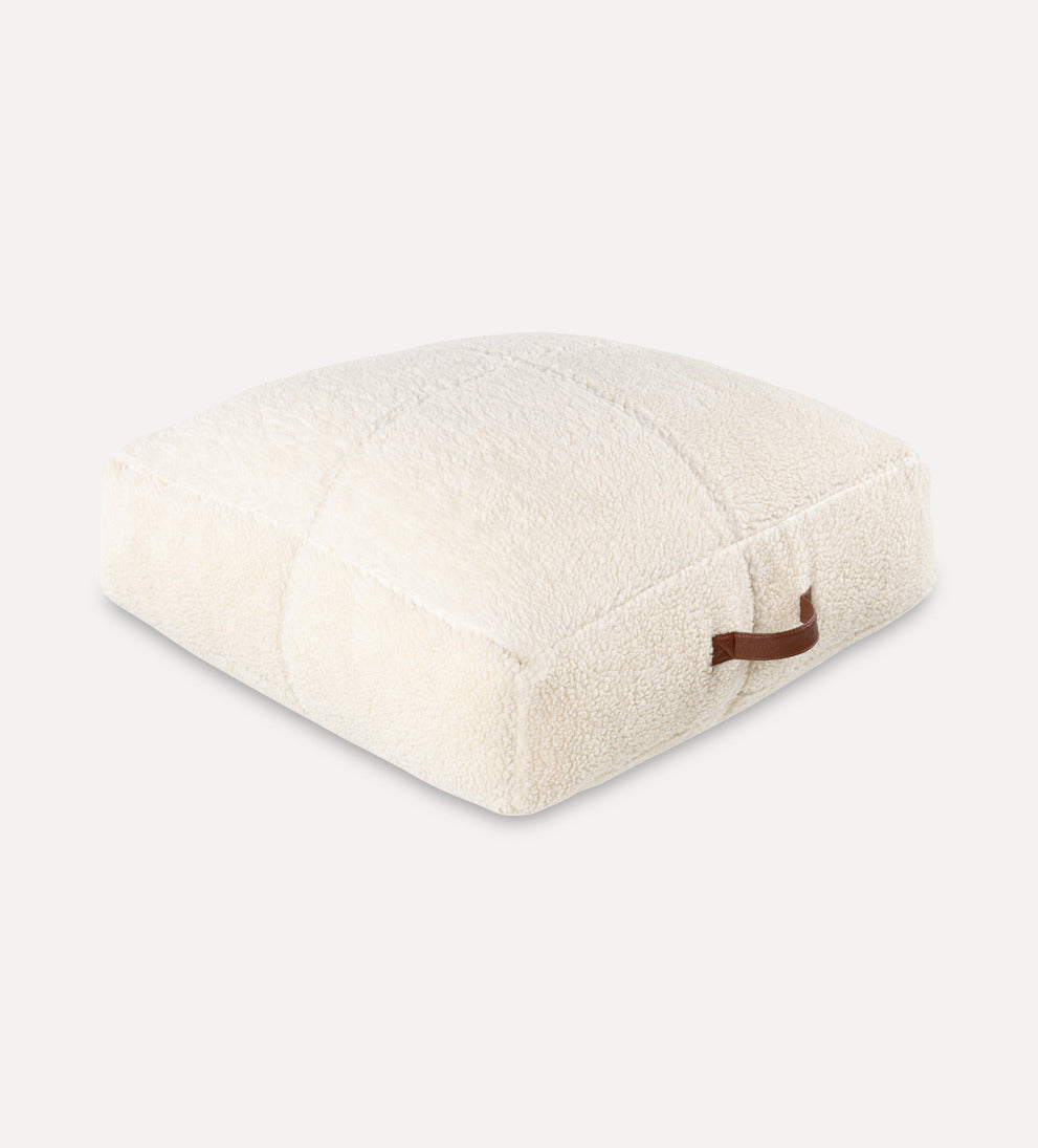 Dana Floor Pouf – Comfortable Cotton-Polyester Pouf with Faux Fur Top, Versatile Extra Seating for Small Spaces, Cozy Floor Cushion for Guests, Dimensions Not Specified