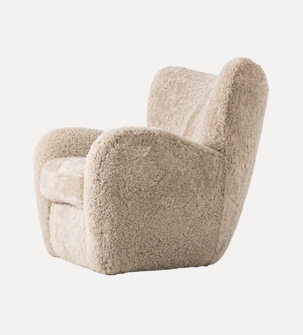 Elowen Chair in Beige Shearling - Overall Dimensions: 31 W x 35 D x 30 H | Seat Height: 18 | Seat Depth: 22 | Arm Height: 24 The Elowen Chair in Beig…