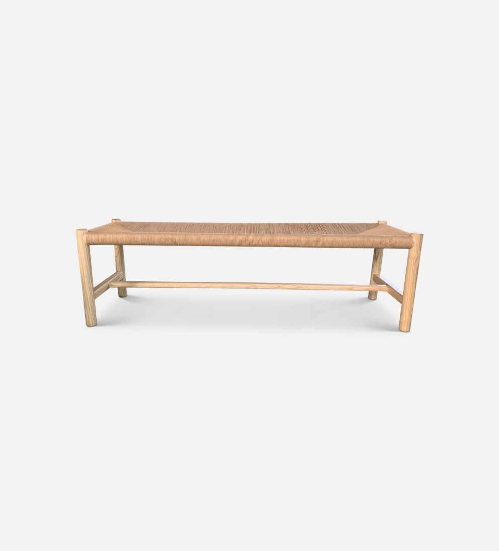 Lex Bench – Artisanal Woven Natural Fiber Bench, Versatile Seating for Dining Table or Accent Piece in Living Room, Entryway, Handcrafted Style, Dimensions Not Specified