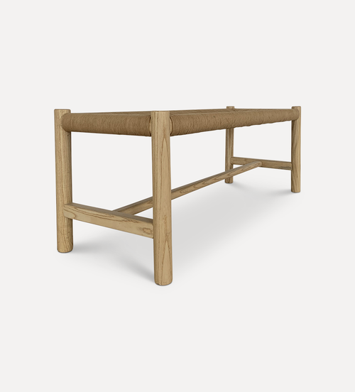 Banc Lex – Banc artisanal tissé en fibres naturelles, assise polyvalente pour table de salle à manger ou pièce d'appoint dans le salon, l'entrée, style artisanal, dimensions non spécifiées