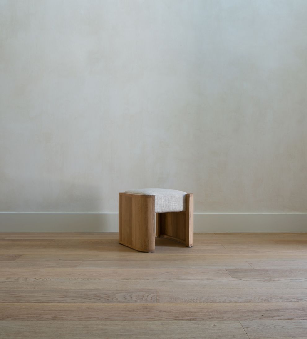 Fiona Ottoman – White Oak Ottoman with Neutral Linen Fabric, Versatile Extra Seating or Footrest, Functional Design Looks Great from All Angles, 22"L x 22"W x 19"H