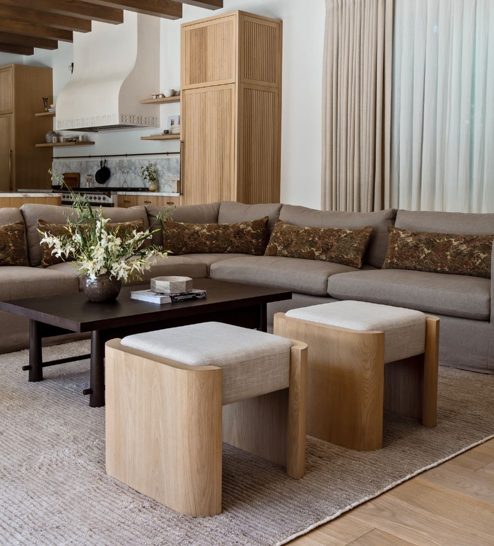 Fiona Ottoman – White Oak Ottoman with Neutral Linen Fabric, Versatile Extra Seating or Footrest, Functional Design Looks Great from All Angles, 22"L x 22"W x 19"H