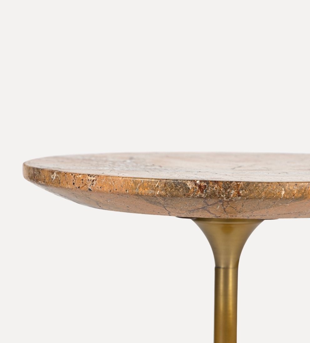 Madeline Drink Table - Brown Marble - Dimensions: 9 L x 9 W x 20 HThe Madeline Drink Table in Brown Marble leans warm, grounded, and quietly striking.