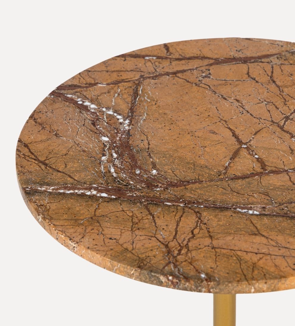 Madeline Drink Table - Brown Marble - Dimensions: 9 L x 9 W x 20 HThe Madeline Drink Table in Brown Marble leans warm, grounded, and quietly striking.
