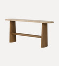 Ian Console Table in Sand Marble – Sculptural Buffet with Richly Veined Natural Stone, Clean Architectural Silhouette, Warm Texture for Entryway or Living Space, 74"W x 16"D x 31"H