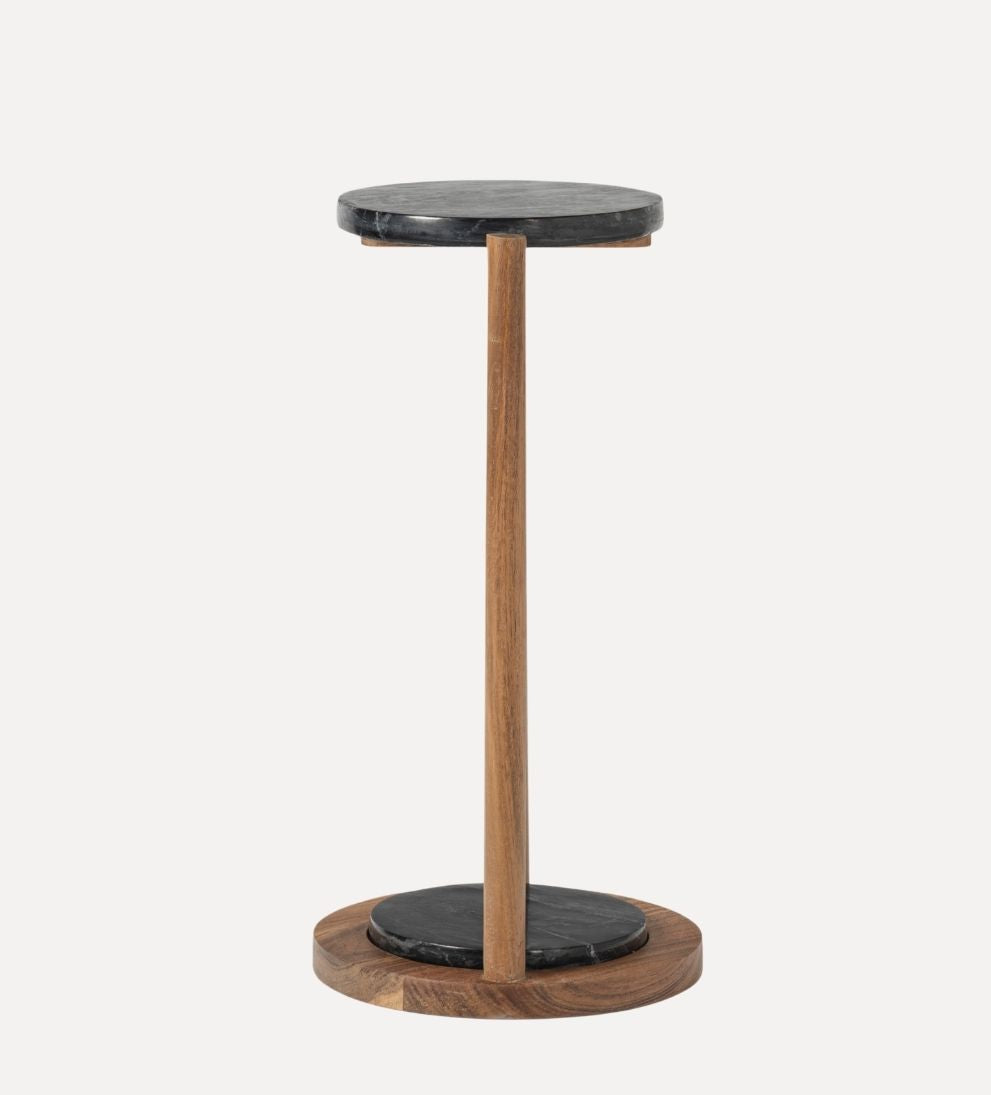 Julia Drink Table - Acacia / Marble - Dimensions: 10 L x 10 W x 20 HThe Julia Drink Table is a study in balance¡ªwarm wood, cool stone, and a