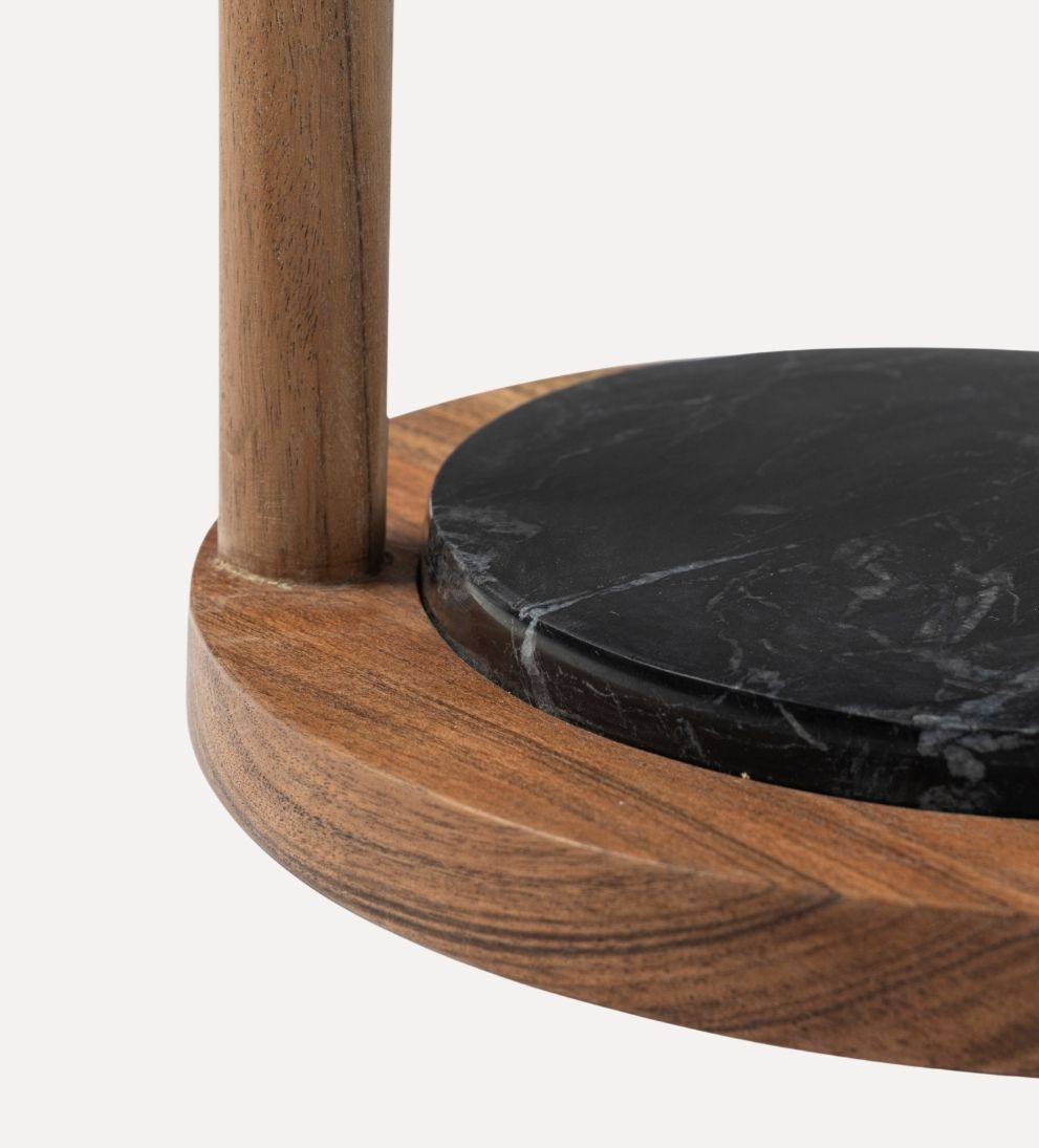 Julia Drink Table - Acacia / Marble - Dimensions: 10 L x 10 W x 20 HThe Julia Drink Table is a study in balance¡ªwarm wood, cool stone, and a