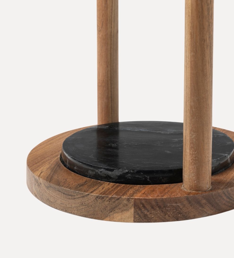 Julia Drink Table - Acacia / Marble - Dimensions: 10 L x 10 W x 20 HThe Julia Drink Table is a study in balance¡ªwarm wood, cool stone, and a