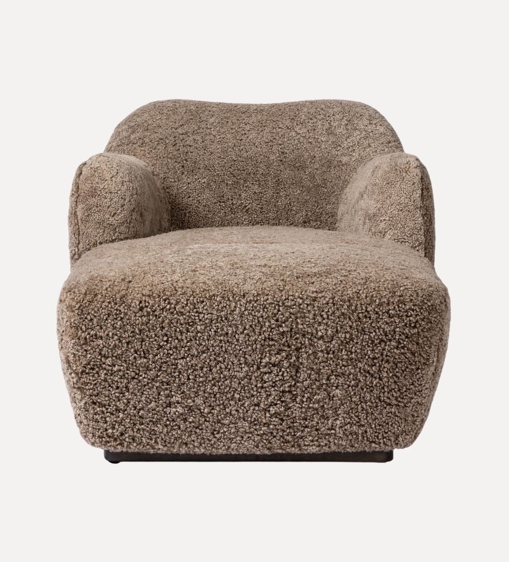Julia Chaise in Taupe Shearling - Overall Dimensions: 35 W x 59 D x 29.5 H | Seat Height: 17.50 | Seat Depth: 46 |?Arm Height from Floor: 25 The Julia
