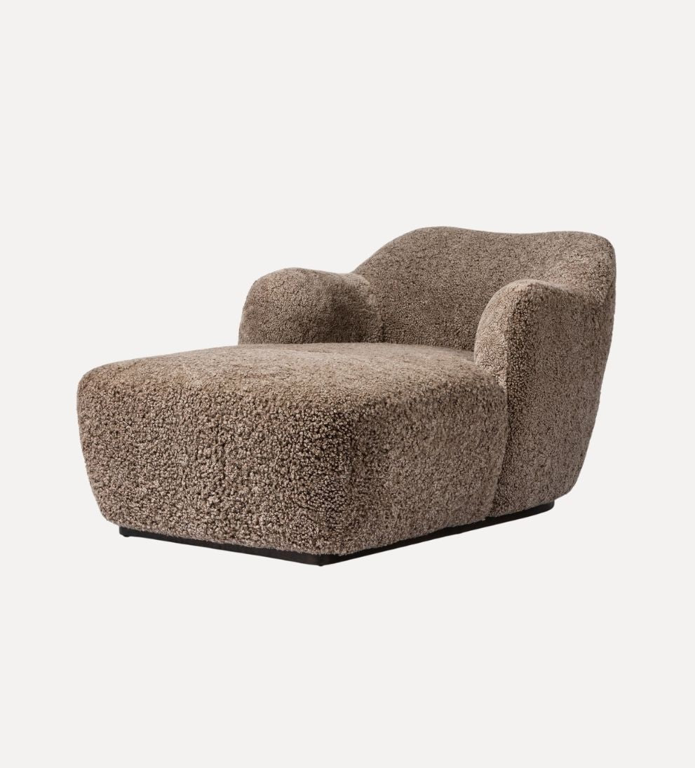 Julia Chaise in Taupe Shearling - Overall Dimensions: 35 W x 59 D x 29.5 H | Seat Height: 17.50 | Seat Depth: 46 |?Arm Height from Floor: 25 The Julia