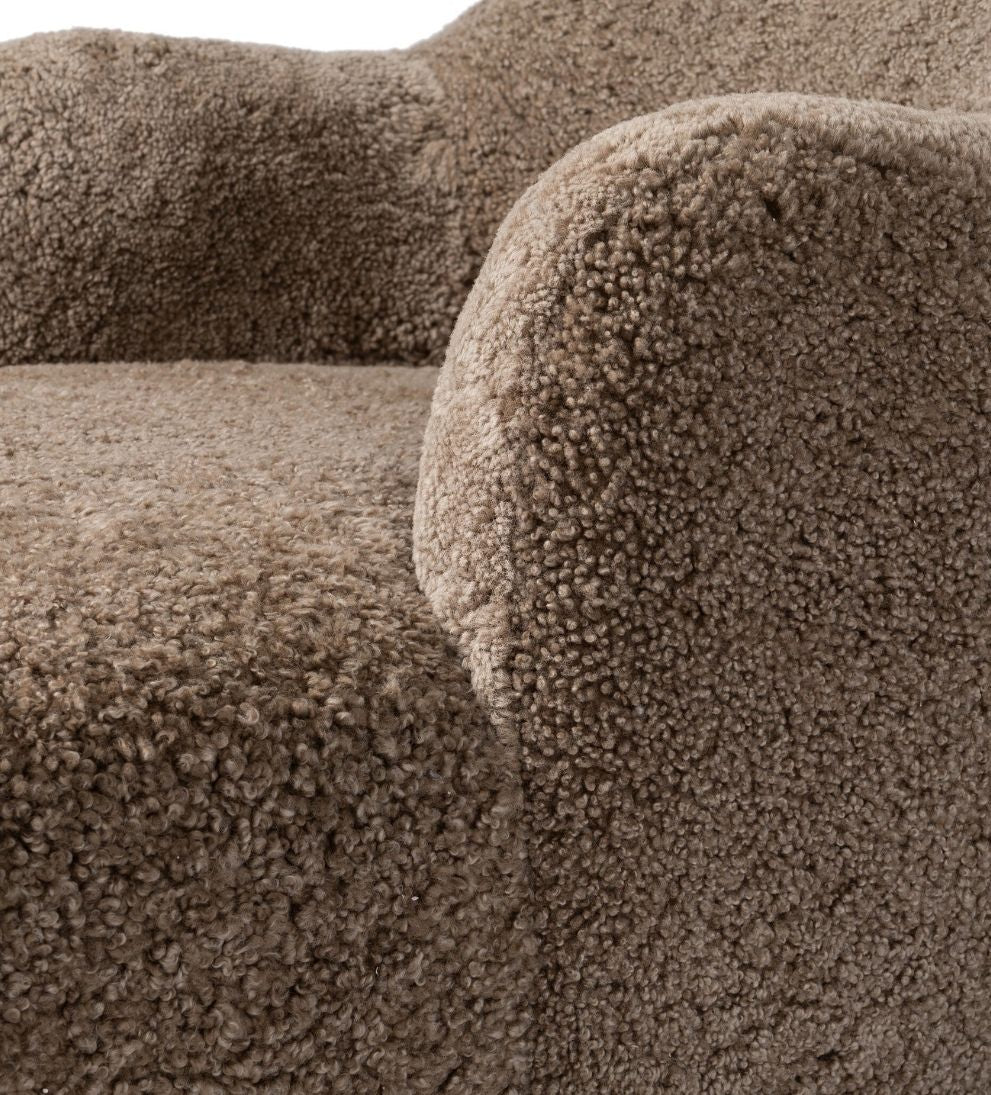 Julia Chaise in Taupe Shearling - Overall Dimensions: 35 W x 59 D x 29.5 H | Seat Height: 17.50 | Seat Depth: 46 |?Arm Height from Floor: 25 The Julia