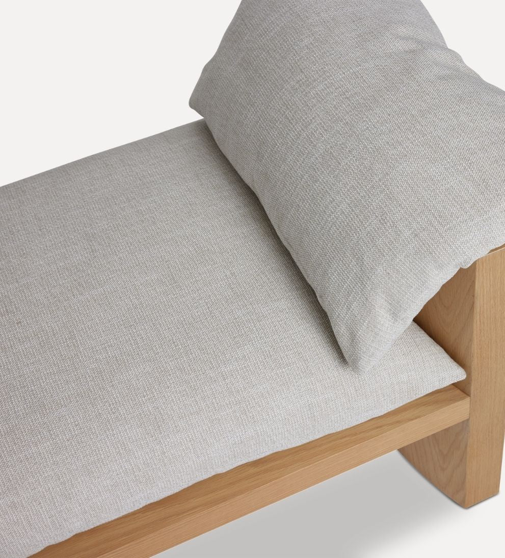 Katelyn Bench – White Oak Bench with Curved Ends, Comfortable Crypton Performance Fabric Cushion, Durable Stylish Seating for Any Space, 60"L x 20"W x 25"H