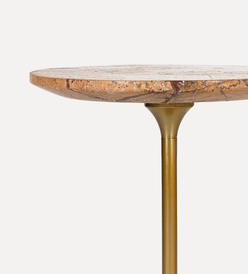 Lauren Drink Table in Brown Marble - Dimensions: 9 L x 9 W x 20 H The Lauren Drink Table in Brown Marble brings a little more depth to the