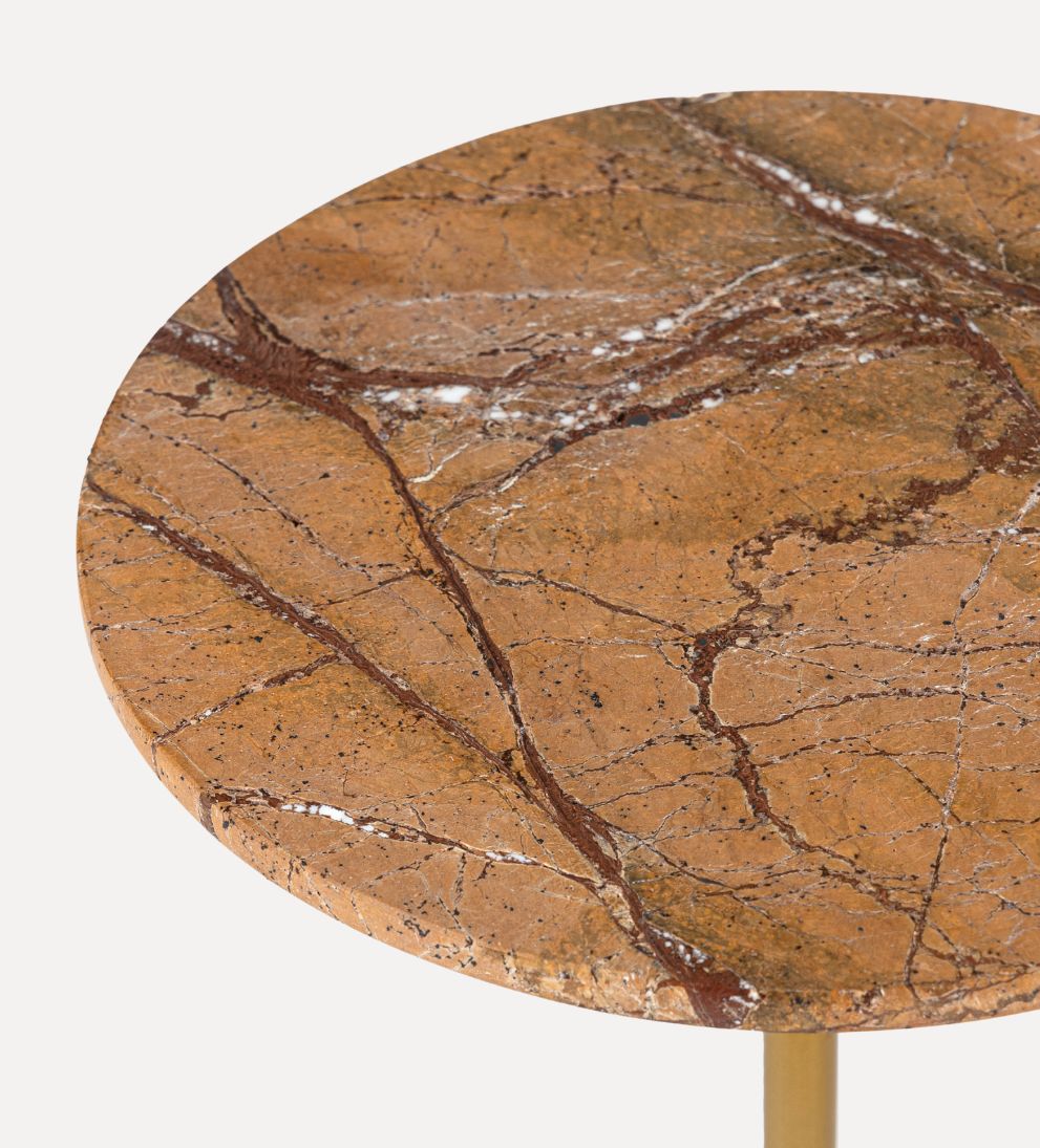 Lauren Drink Table in Brown Marble - Dimensions: 9 L x 9 W x 20 H The Lauren Drink Table in Brown Marble brings a little more depth to the