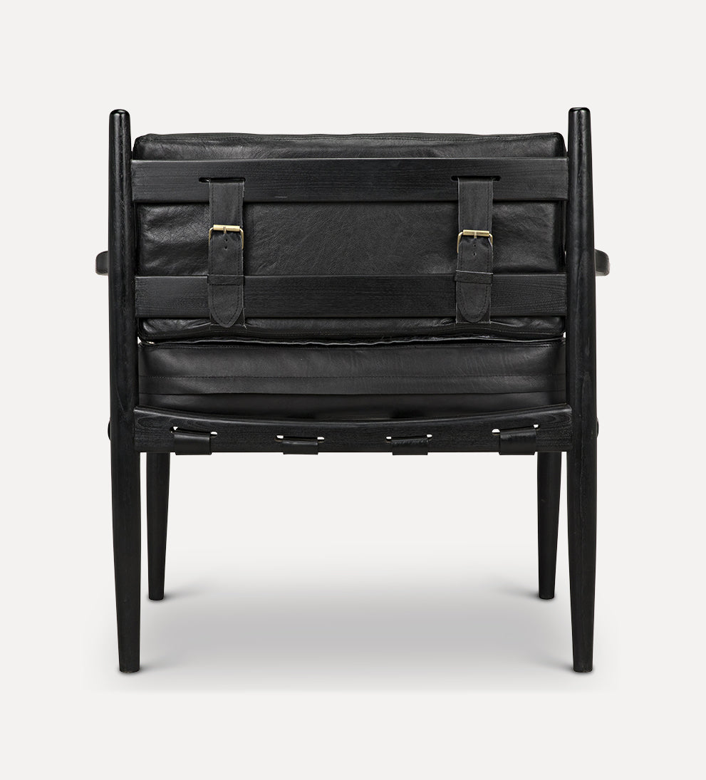 Bonaire Lounge Chair - Add a touch of modern masculinity with this stunning lounge chair. - Sungkai black wood is belted with leather straps and gold