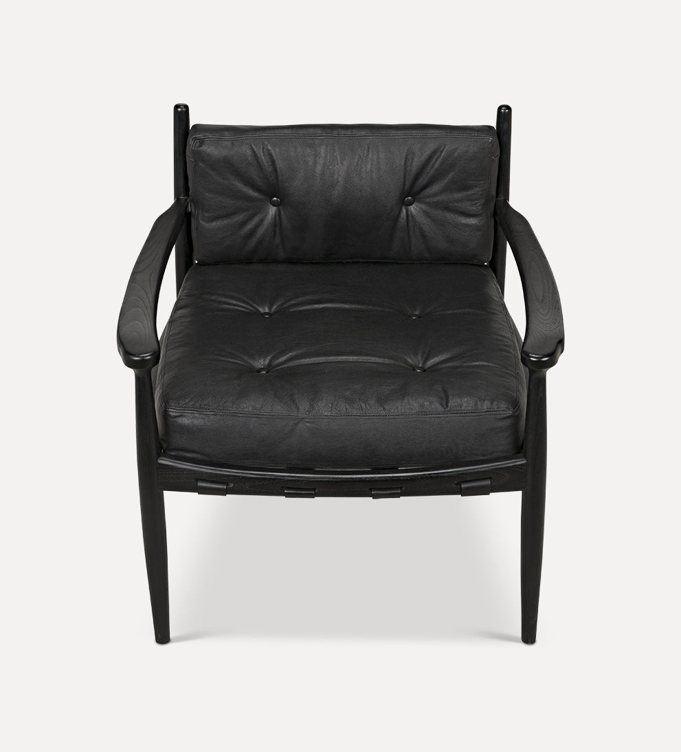 Bonaire Lounge Chair - Add a touch of modern masculinity with this stunning lounge chair. - Sungkai black wood is belted with leather straps and gold