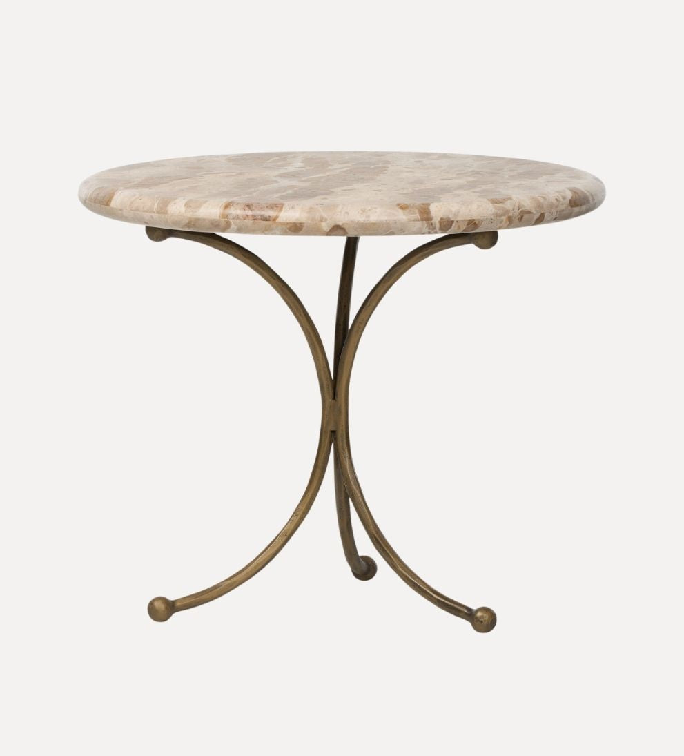 Lucian End Table in Fossil Marble - Overall Dimensions: 18 W x 18 D x 22 H The Lucian End Table in Fossil Marble is where natural material meets