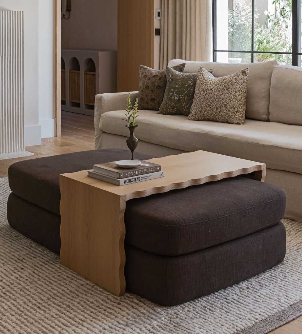 Mason White Oak Scalloped Custom Coffee Table - Dimensions: 60 L x 36 W x 16 H?|?Weight: 114.4 lbs?Kick your feet up and relax in style with the Mason