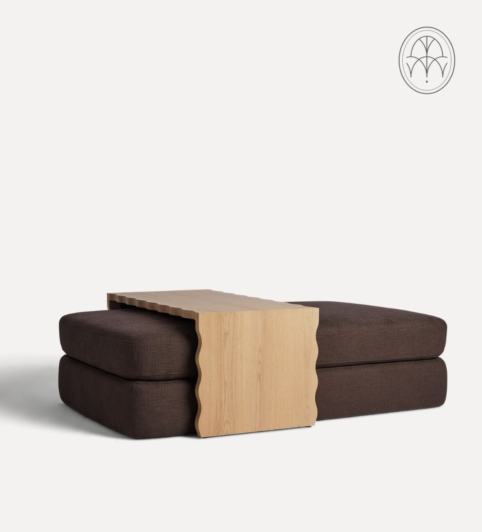 Mason White Oak Scalloped Custom Coffee Table - Dimensions: 60 L x 36 W x 16 H?|?Weight: 114.4 lbs?Kick your feet up and relax in style with the Mason