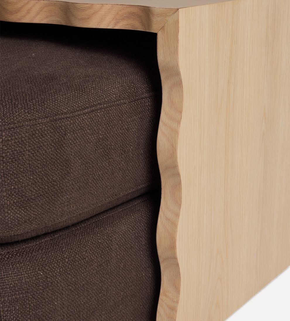 Mason White Oak Scalloped Coffee Table - Chocolate Linen - Dimensions: 60 L x 36 W x 16 H?|?Weight: 114.4 lbs?Kick your feet up and relax in style
