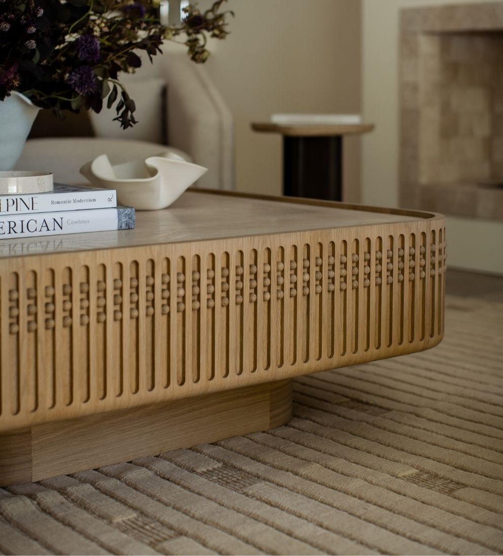 Menton Coffee Table - Dimensions: 46 L ¡Á 46 W ¡Á 16 H |?Weight: 342 lbs (yes, she¡¯s solid¡ªlike really solid)Say hello to the anchor of your living