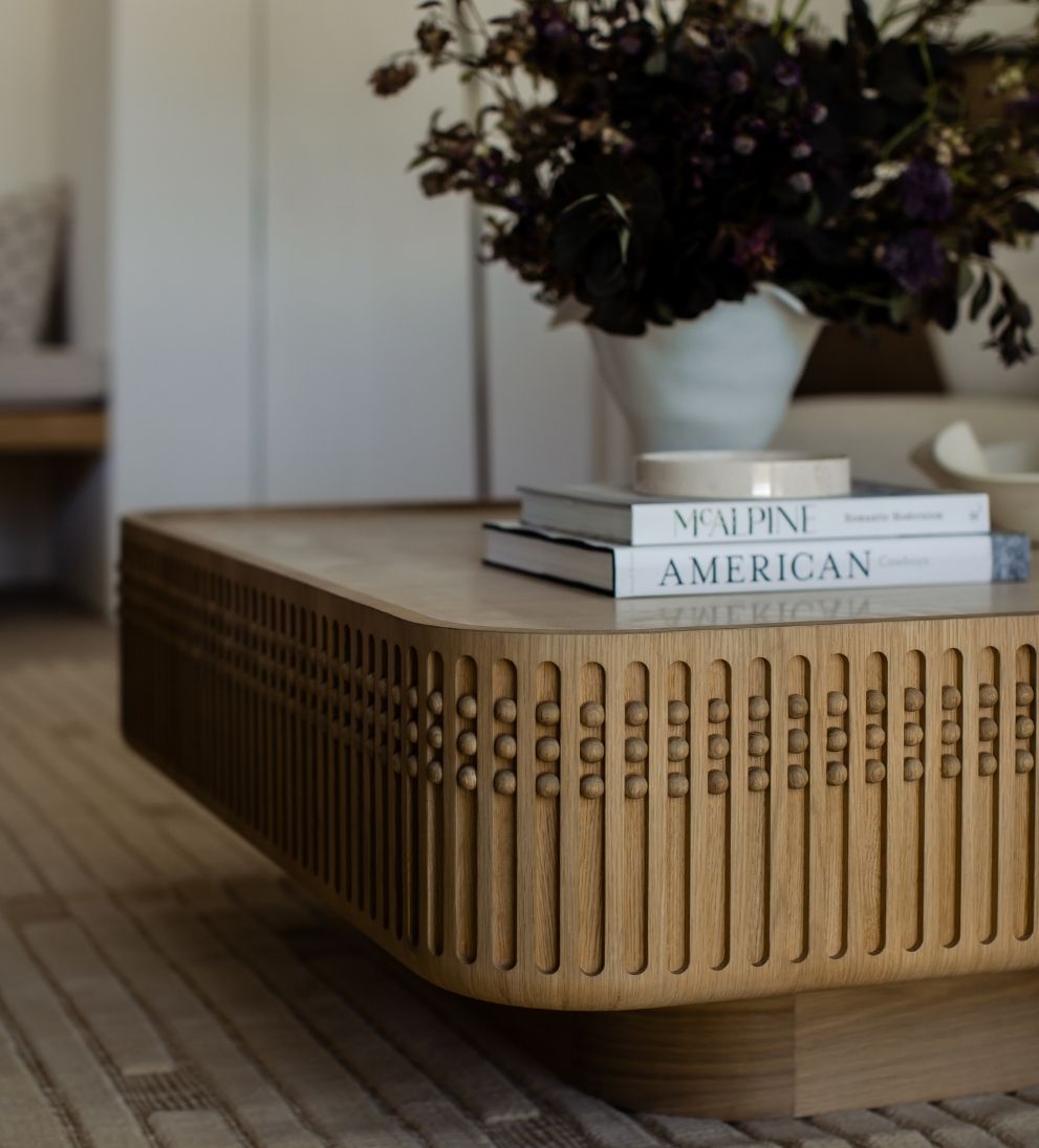 Menton Coffee Table - Dimensions: 46 L ¡Á 46 W ¡Á 16 H |?Weight: 342 lbs (yes, she¡¯s solid¡ªlike really solid)Say hello to the anchor of your living