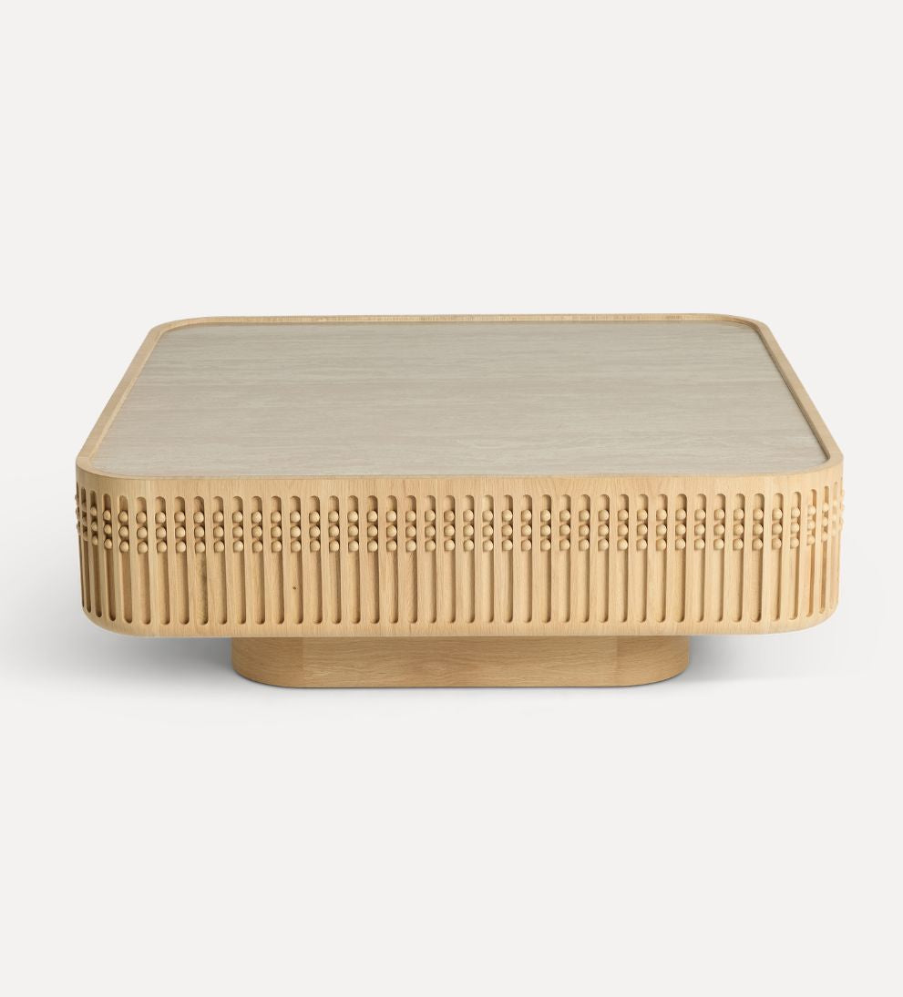 Menton Coffee Table - Dimensions: 46 L ¡Á 46 W ¡Á 16 H |?Weight: 342 lbs (yes, she¡¯s solid¡ªlike really solid)Say hello to the anchor of your living