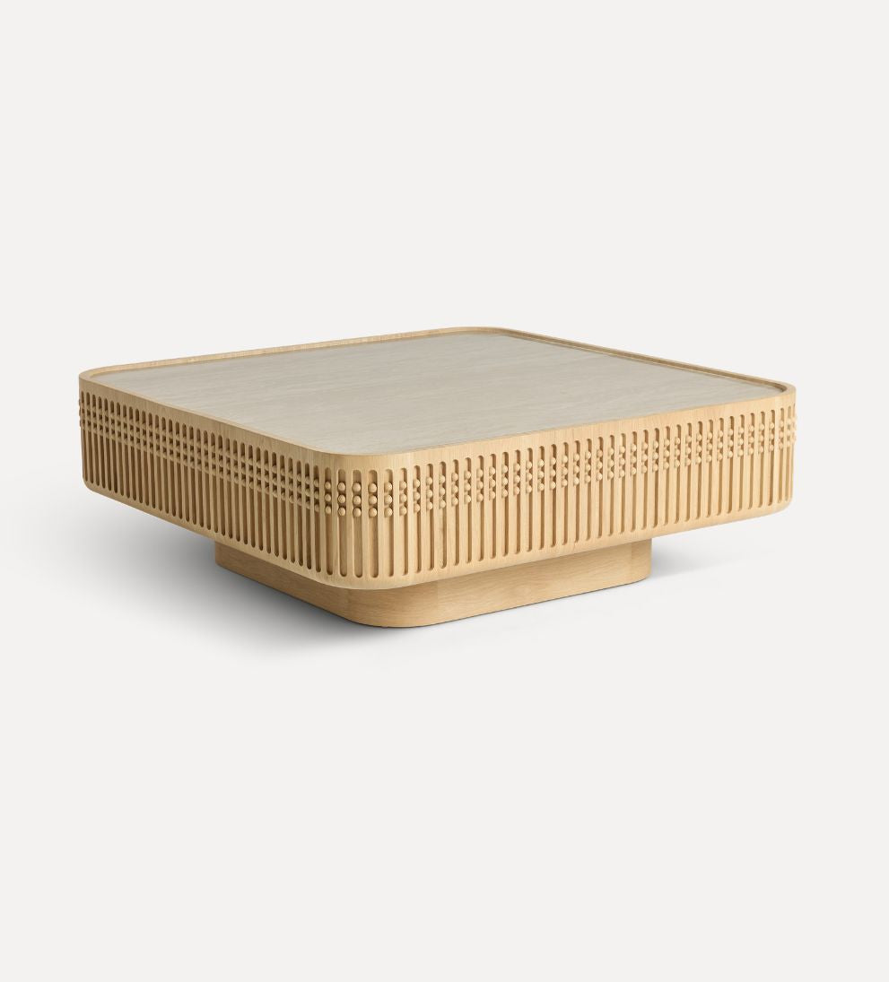 Menton Coffee Table - Dimensions: 46 L ¡Á 46 W ¡Á 16 H |?Weight: 342 lbs (yes, she¡¯s solid¡ªlike really solid)Say hello to the anchor of your living