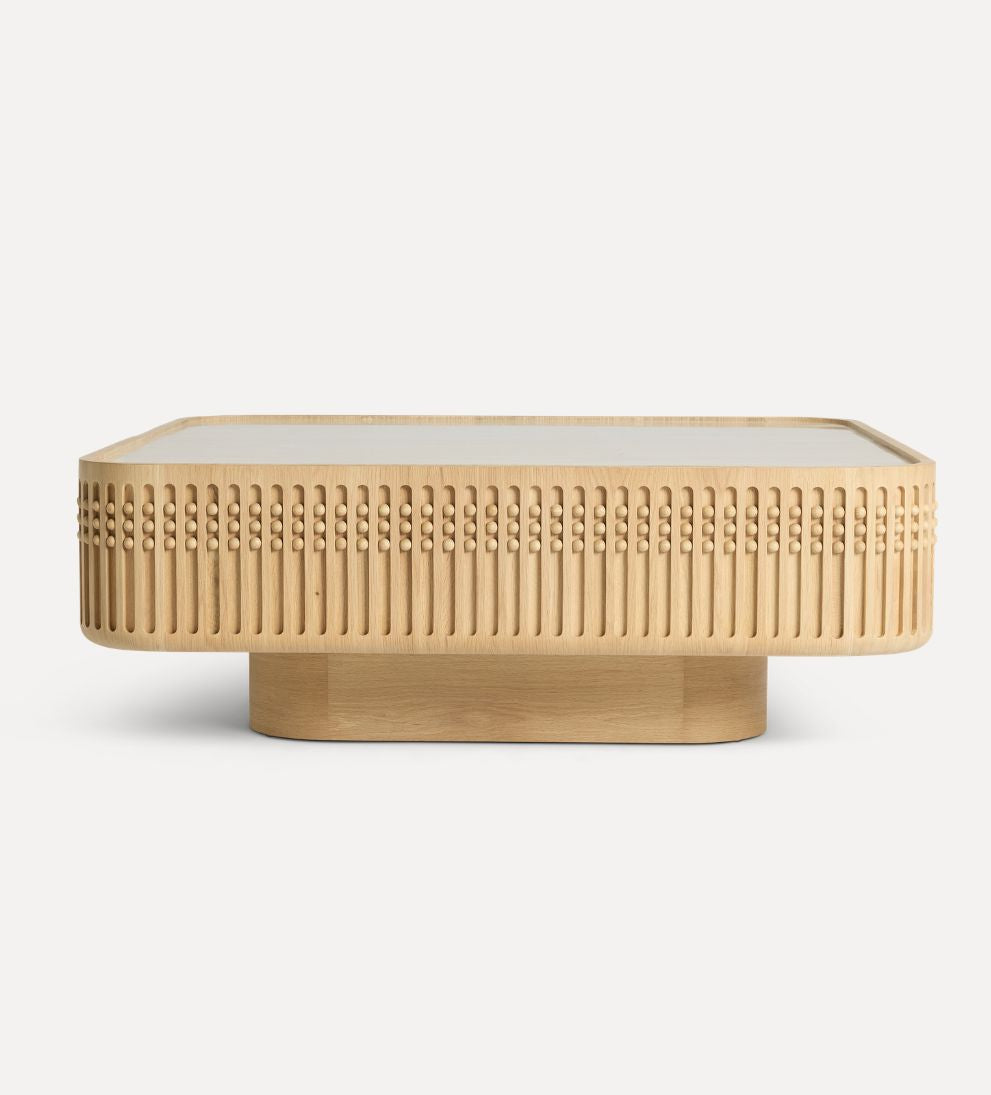 Menton Coffee Table - Dimensions: 46 L ¡Á 46 W ¡Á 16 H |?Weight: 342 lbs (yes, she¡¯s solid¡ªlike really solid)Say hello to the anchor of your living