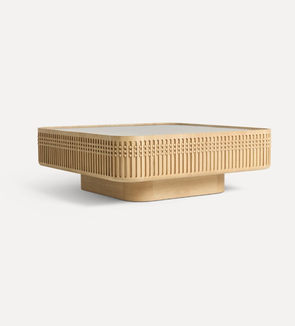 Menton Coffee Table - Dimensions: 46 L ¡Á 46 W ¡Á 16 H |?Weight: 342 lbs (yes, she¡¯s solid¡ªlike really solid)Say hello to the anchor of your living