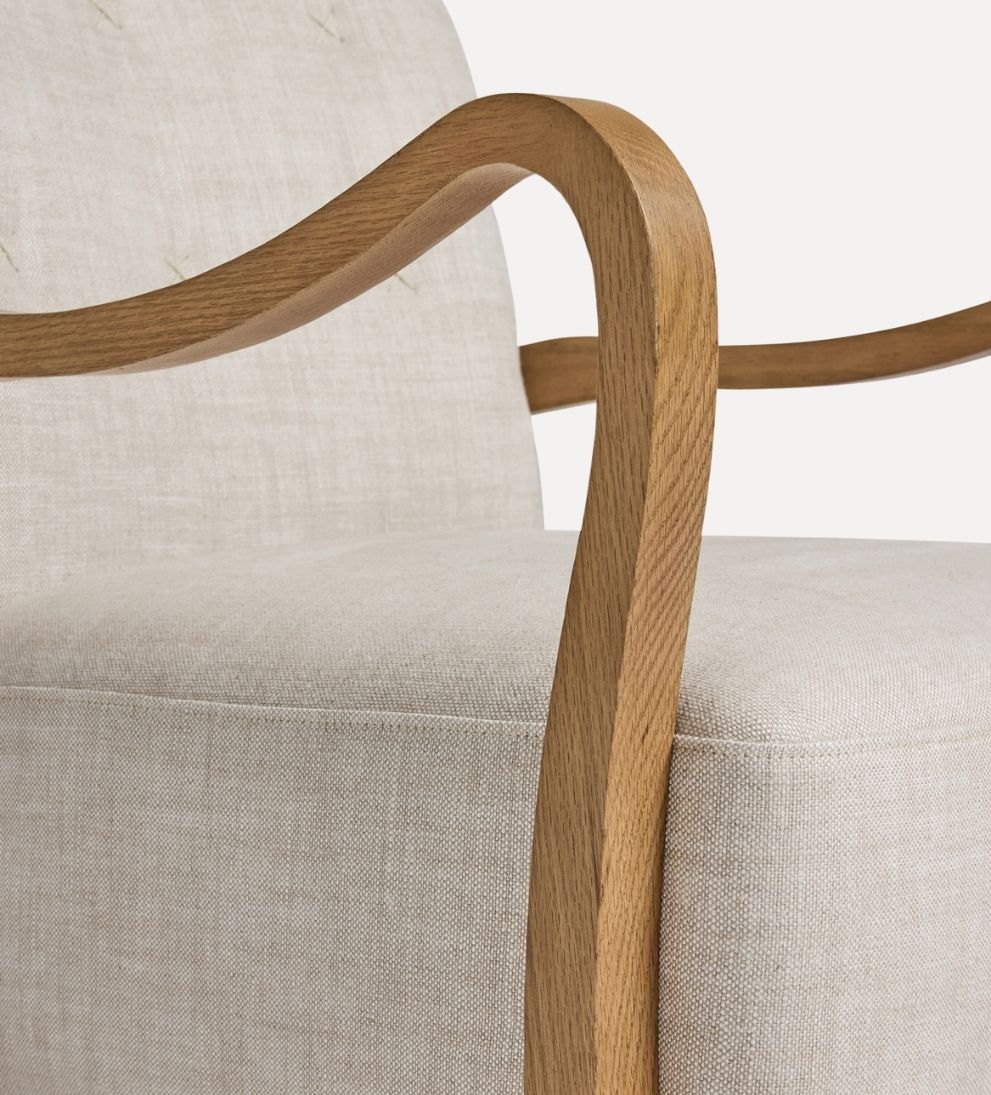 Milos Custom Walnut Lounge Chair - Dimensions: 29.5 W x 32 3/4 D x 36 H | Seat Height: 18 | Seat Depth: 23.25 | Seat Width: 25.75 | Back Height: 18 |