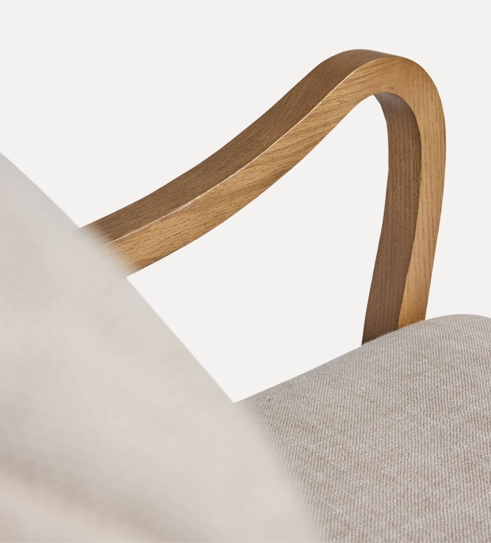 Milos Custom Walnut Lounge Chair - Dimensions: 29.5 W x 32 3/4 D x 36 H | Seat Height: 18 | Seat Depth: 23.25 | Seat Width: 25.75 | Back Height: 18 |