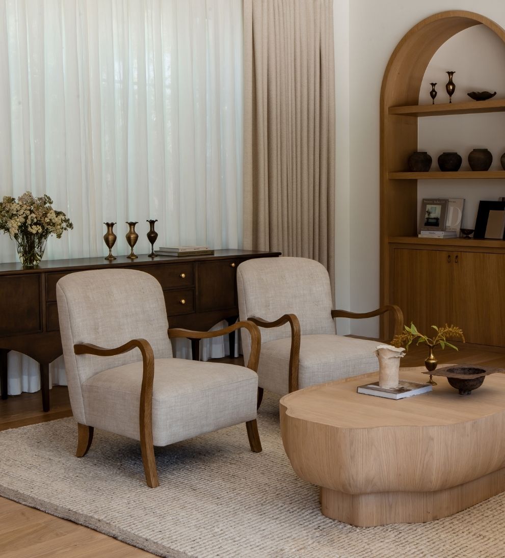 Milos Custom Walnut Lounge Chair - Dimensions: 29.5 W x 32 3/4 D x 36 H | Seat Height: 18 | Seat Depth: 23.25 | Seat Width: 25.75 | Back Height: 18 |