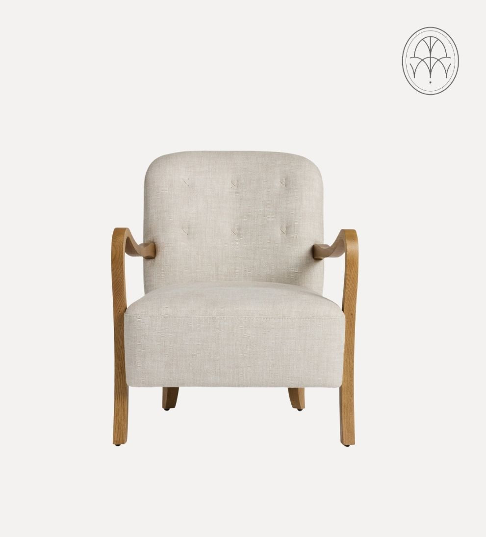 Milos Custom Walnut Lounge Chair - Dimensions: 29.5 W x 32 3/4 D x 36 H | Seat Height: 18 | Seat Depth: 23.25 | Seat Width: 25.75 | Back Height: 18 |