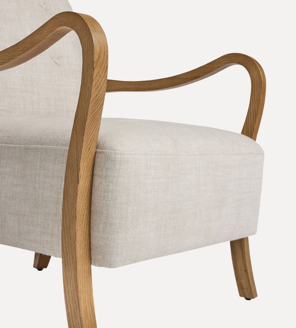 Milos Custom Walnut Lounge Chair - Dimensions: 29.5 W x 32 3/4 D x 36 H | Seat Height: 18 | Seat Depth: 23.25 | Seat Width: 25.75 | Back Height: 18 |